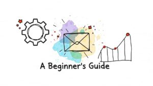 Illustration showcasing a gear, an envelope, and a bar graph with a rising trend line titled "A Beginner's Guide to Marketing Automation.